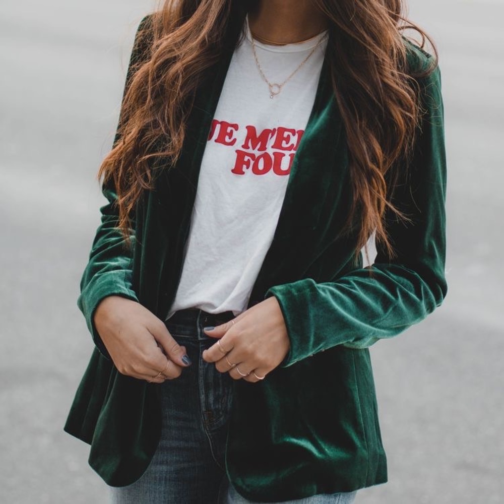 Green Velvet Blazer NWT